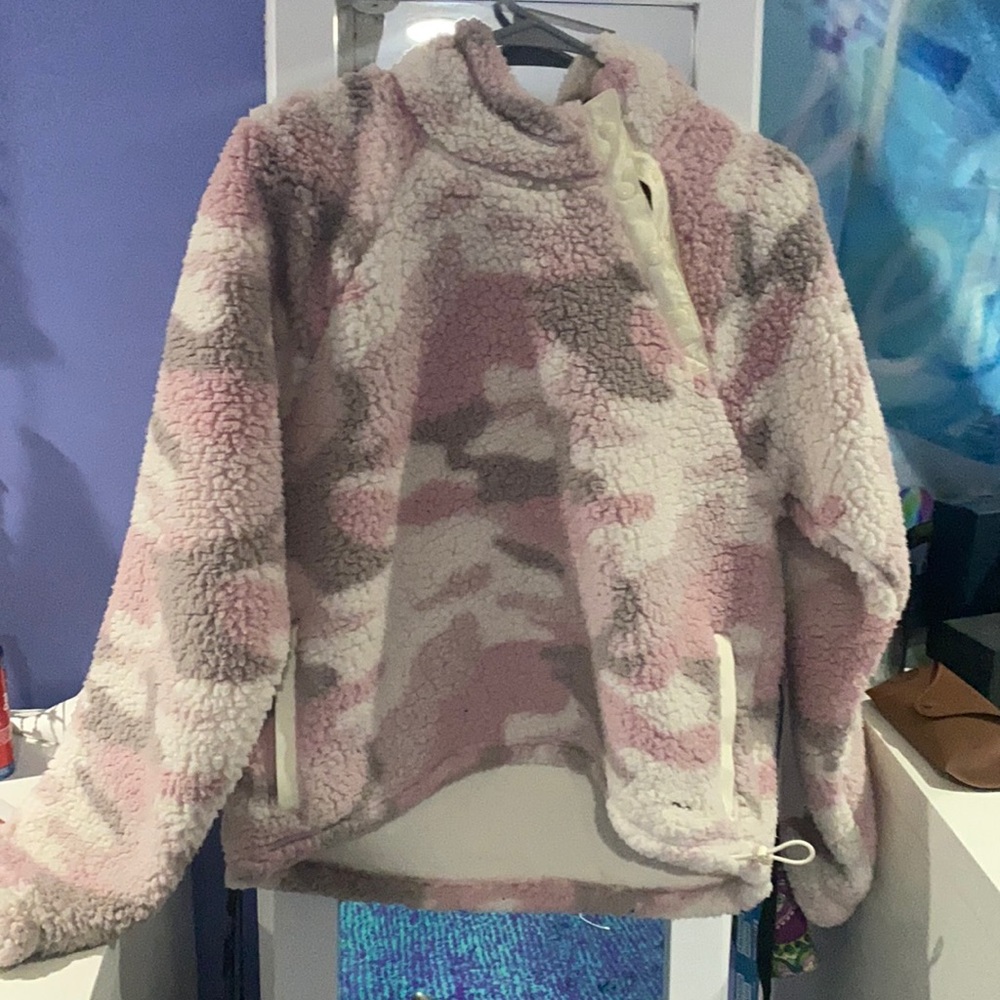 Hollister Pink Camo Sherpa Hoodie